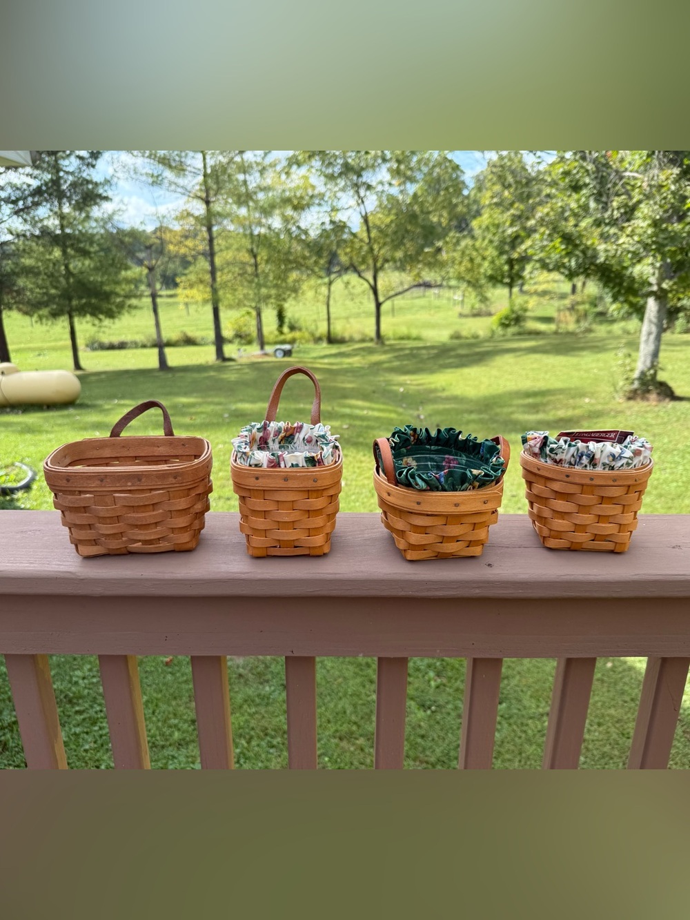 Vtg Longaberger Basket Lot of Four Hanging Wall & Hostess Herb Booking Baskets